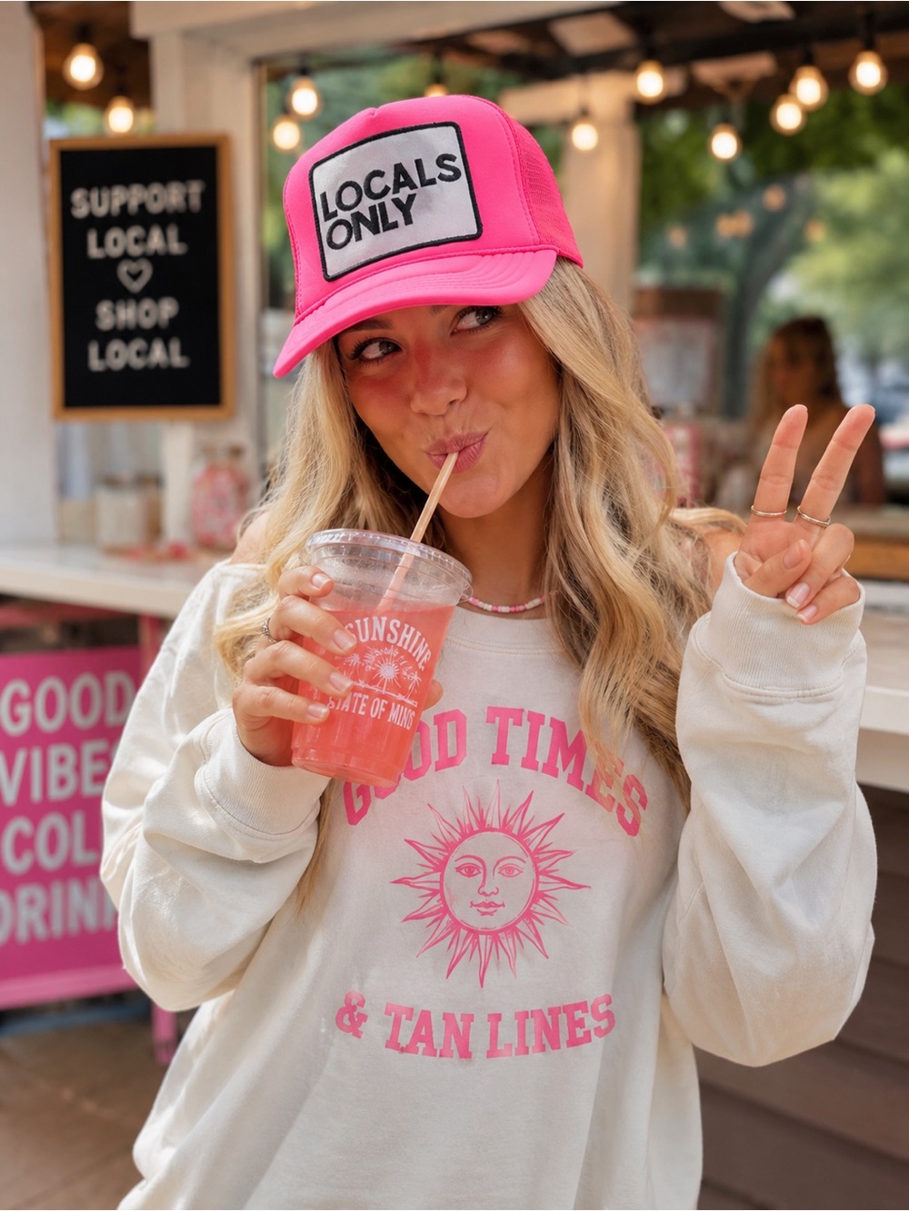 ✨ NWT Aviator Nation "Locals Only" Neon Pink Vintage like Trucker Hat ✨ 🧢 🩷🔥